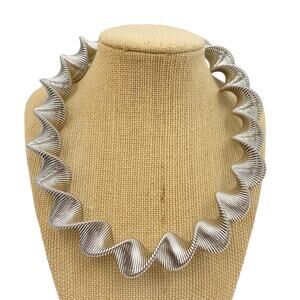 Amazing Twisted Spiral Silver Tone Necklace, Spiral Silver Tone Necklace,